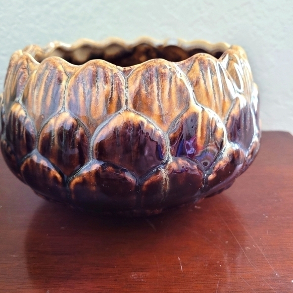 Vintage Judy of California Pottery Serving Bowl Planter Drip Glaze 1960s USA - Picture 8 of 13